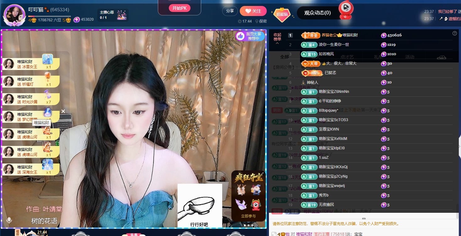 叮叮猫🐾求投喂主播图片